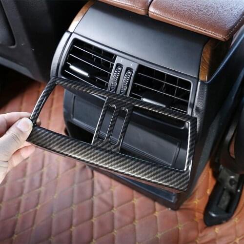 Carbon Fiber Style ABS Plastic Stickers Rear Air Conditioning Vent Frame Trim for BMW X5 X6 E70 E71 2008-2013 Models Accessories