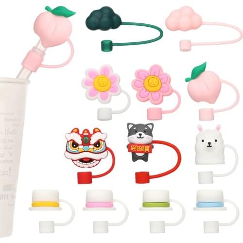 1PC Universal Silicone Straw Plug Multiple Use Cute Cartoon Splash Proof Plugs Tip Cover Drinking Dust Cap Glass Cup Accessories