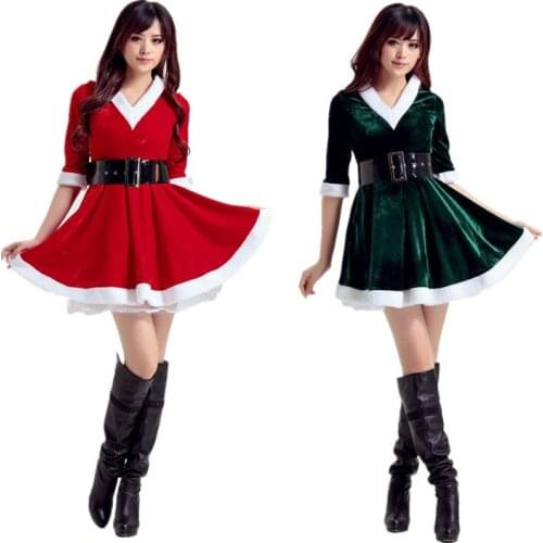 V-hat new European and American Christmas dress for women adult Santa Claus Christmas tree role-playing santa claus costume
