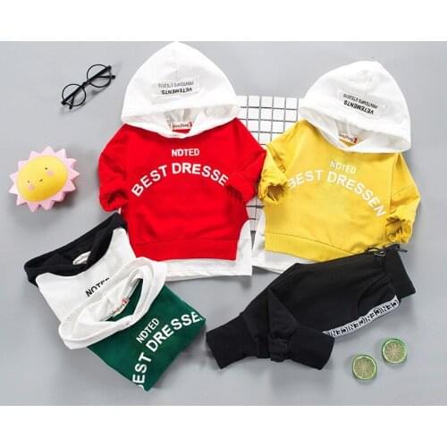 Spring Infant Clothing for Baby Girls Clothes Set Autumn Newborn Boys T-shirt+Pant 2pcs Costume Hooded Sweater Childrens Suit