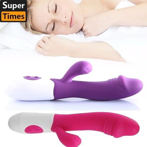 G Spot Vibrator Silica Simulation Fashion Double Shock Stick Dildo Waterproof Vagina Clitoris Massager Women Masturbation Device