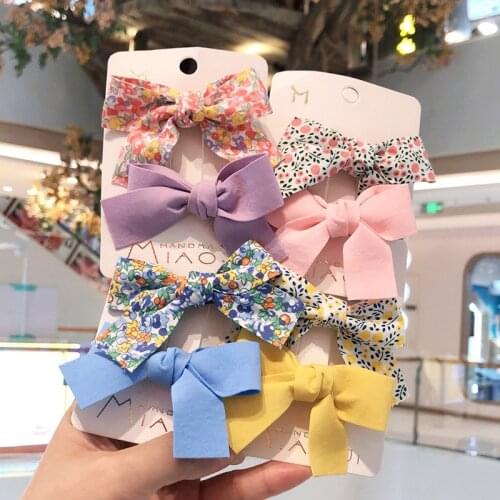 [2pcs] Broken Flower Polka Dot Bow Hairpin Ladies Ins Headdress Top Clip Bangs Clip Child Side Clip Hairpin Set