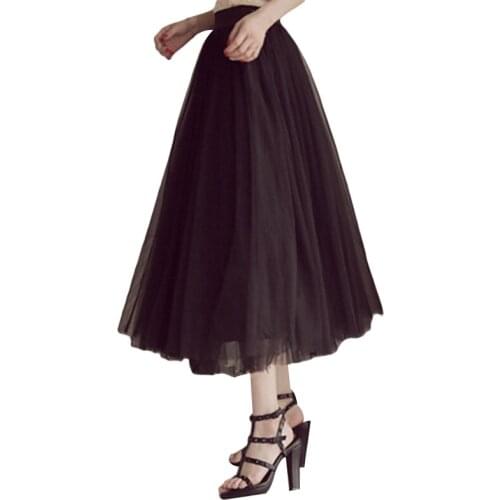 2019 Fashion Womens Tulle Skirt Summer Casual Ladies 3 Layers tulle +1 Layer Lining Skirt Female Faldas Saia