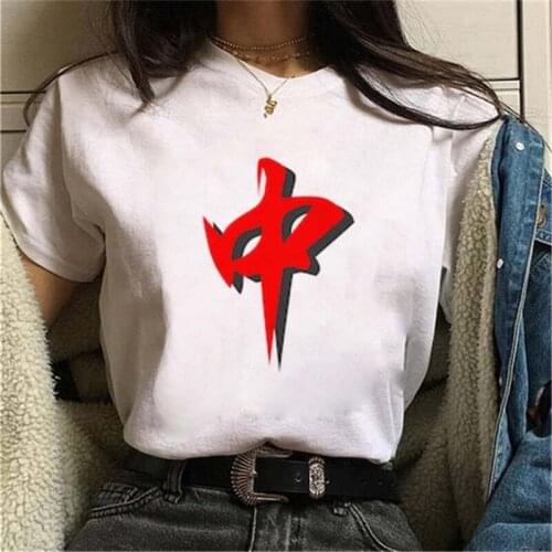FIXSYS Casual Round Neck Short Sleeves Tops Tee Woman Mahjong Cartoon Print Harajuku Summer Tshirts Funny Clothes