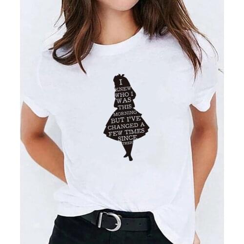 New Female T-shirt Women Harajuku Summer Short Sleeve Tshirts Alice in Wonderland Aesthetic Tops Tees Dropship