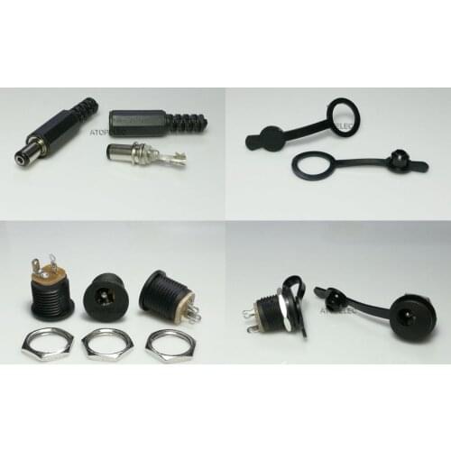 1 set 5.5mm x 2.1mm 12V 3A DC Power Male Plug + Female Socket + Waterproof Jack with Nut Panel Mount