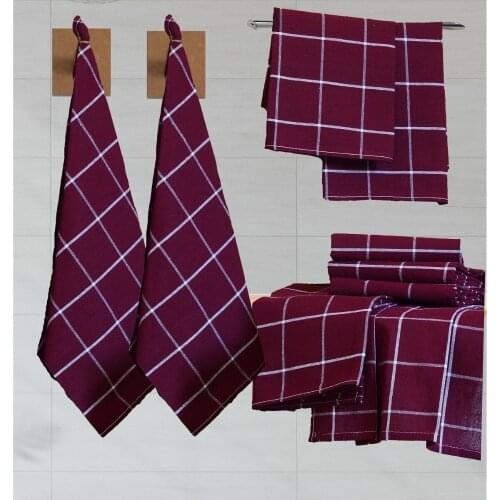 10 Piece Set Cloth, Napkin 50x70cm Cotton Linen Placemat Soft Dining Table Mat Check For Kitchen Dinner Cleaning Drying