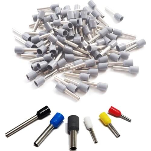 100pcs/Pack E0510 E7510 E1010 E1510 E2510 Insulated Ferrules Terminal Block Cord End Wire Connector Electrical Crimp Terminator