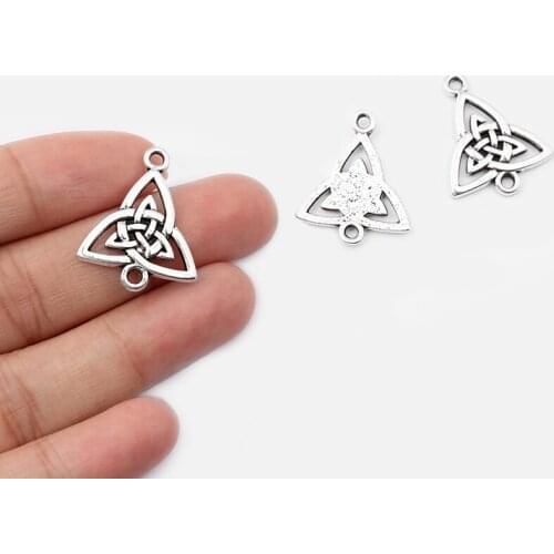20pcs Antique Silver Color Knot Triangle Charm Connectors For Necklace Bracelet Jewelry Finding Accessories Making