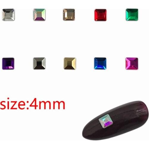 30/100Pcs Nail Art Rhinestone 4mm Square Flatback Glass Crystal Shiny Stones For Nail DIY Decoration Rhinestone