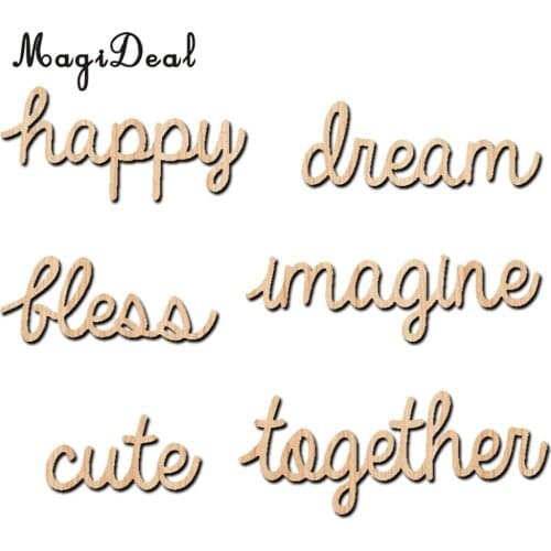6pcs Creative Wood Words Alphabets Happy Together for Family Tree Home Decoration