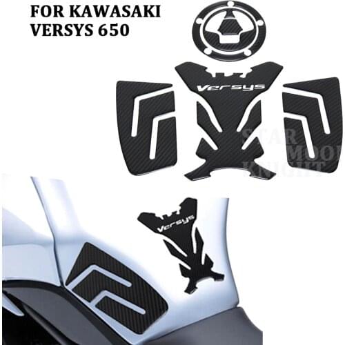 Free shipping 3D Carbon Fiber Tank Gas Cap Pad Filler Cover Fish bone Sticker Decals For KAWASAKI Versys 650 VERSYS650