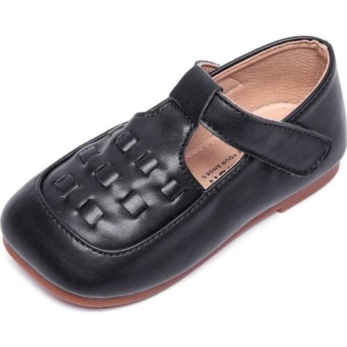 CUZULLAA Spring Children Hook & Loop T-Strap Leather Shoes For Baby Kids Girls Princess Soft Sole Casual Shoes Size 21-30