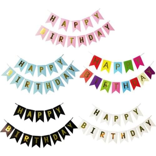 Happy Birthday Banner color Paper Bunting Garland Banners Flags Boy Girl Baby Decoration Birthday Party Supplies Decor