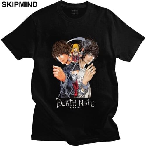 Classic Japan Anime Yagami Misa And Lawliet T Shirt Men Short Sleeved Manga Death Note T-shirt 100% Cotton Regular Fit Tee Tops