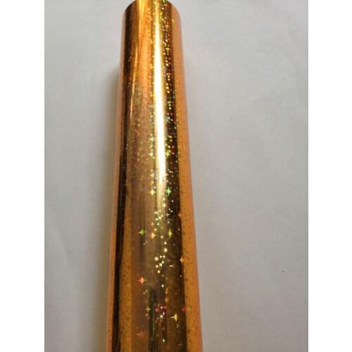Holographic foil gold color little star pattern A13 hot press on paper or plastic 64cm x 120m stamping foil