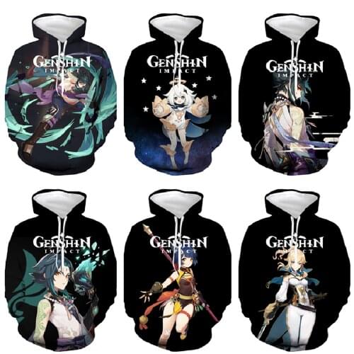 Anime Genshin Impact Cosplay Costume Hu Tao Tartaglia Klee Diluc Venti Paimon Jean Gunnhildr Unisex 3D Hoodie Cosplay Costume