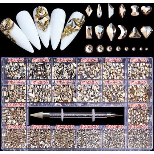 Swarovsky Crystal Nail Art Rhinestone Gold Silver Clear All Color Flat Bottom Mixed Shape DIY Nail Art 3D Decoration