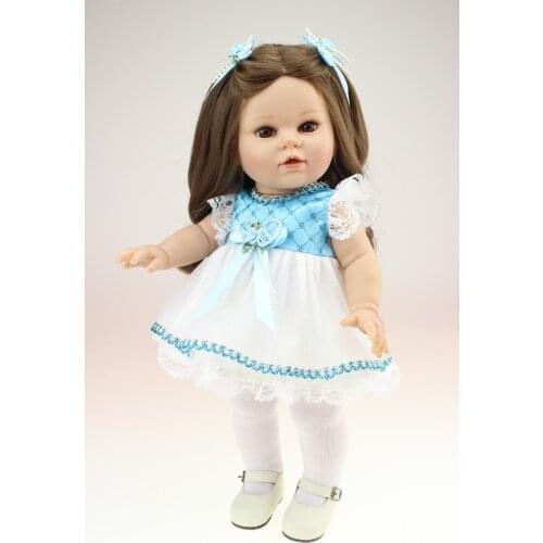 40cm Silicone reborn baby dolls for girls lifelike girl looking brown long hair bonecas reborn AMERICAN PRINCESS babys toys