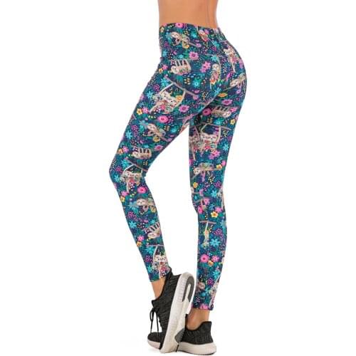 Brands Women Fashion Legging Floral sloth Printing leggins Slim legins High Waist Leggings Woman Pants