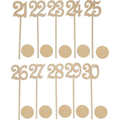 Magideal 10pcs/Lot Wooden 1 - 40 Table Numbers Signs with Holder Base Wedding Party Home Table Decoration