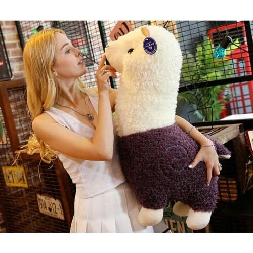 Lovely cartoon alpaca plush toy large 65cm white-purple alpaca sheep soft doll hugging pillow birthday gift h2360