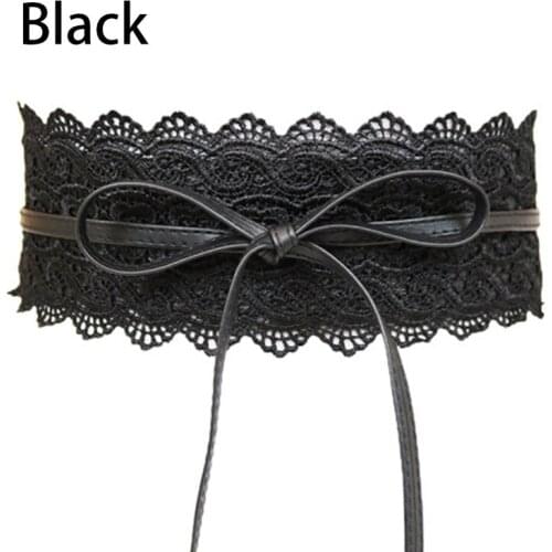 Fashion Prom Floral Lace Belts Party Dress Self Wide Tie Bridal Waist Band Women Trendy Elegant
