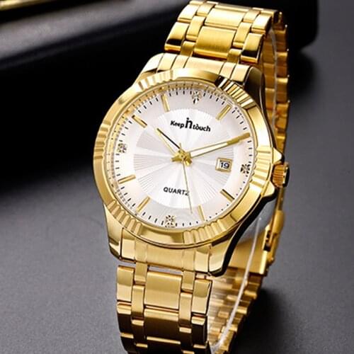 Fashion Mens Watch Waterproof Calendar Quartz Watch Luminous Gold Multi Function Watch