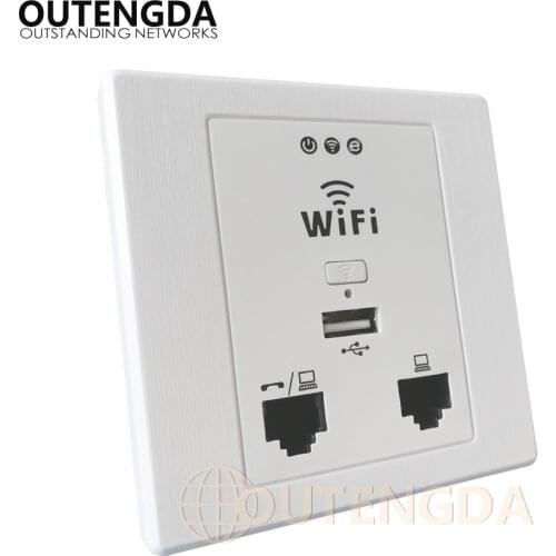 OUTENGDA WPL6058 Drawing-white-panel 300Mbps Indoor 86 Wall Socket with WiFi inWall AP Wireless Access Point (Wall Box Optional)