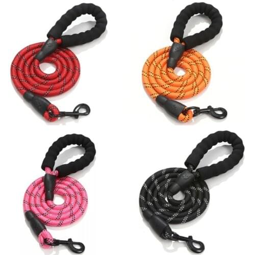 Durable big dog traction rope nylon large reflective traction rope training running lead rope medium dog collar traction