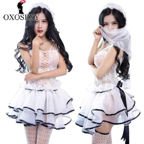 OXOSEXY new bride Puff skirt babydoll+socks+veil women sexy lingerie hot lace sexy underwear erotic lingerie sexy costumes 156