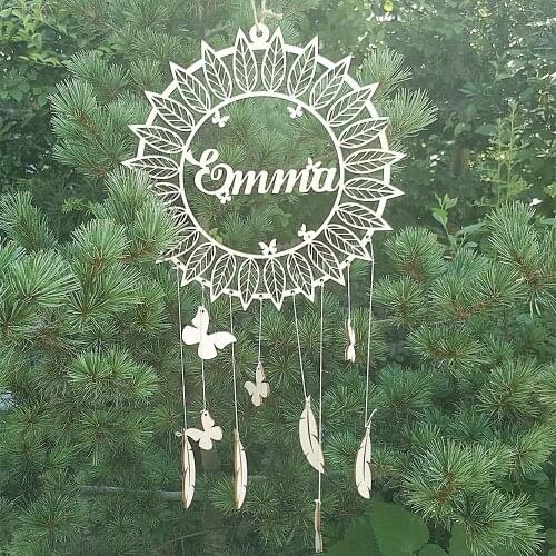 Personalized Custom Wooden Dream Catcher Wall Hanging Decor Nursery Wood Dream Catcher Home Wedding Wall Decor