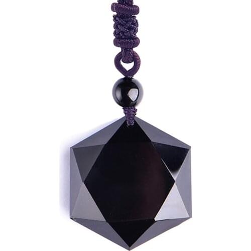 Drop ship Obsidian Six Awn Star Necklace Pendant Blue Sand Six Star Pendant Jade Jewelry