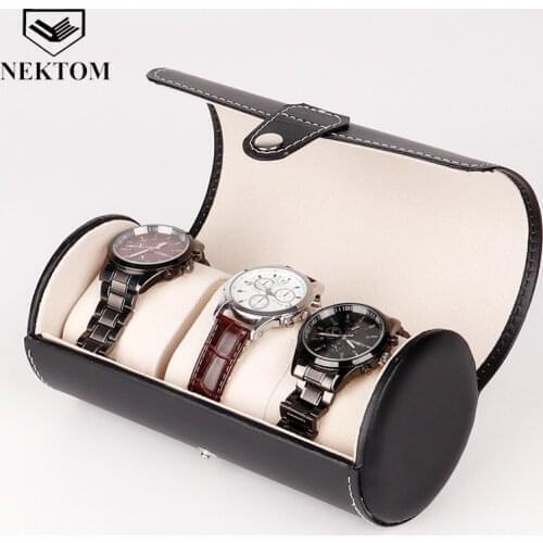 NEKTOM Watch Box Luxury Watches Casket For Watches gift boxes Jewelry Box 3PCS Slots Leather Watches Organizer Watch Holder