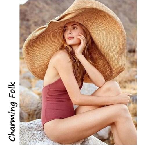 Sun Hat 25CM Wide Brim Oversized Beach Hats For Women Large Straw Hat UV Protection Foldable Sun Shade HatWholesale Dropshipping