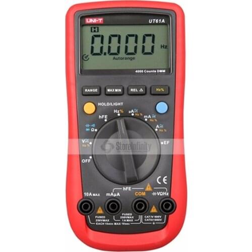 UNI-T UT61A Modern DMM Digital Multimeters Transistor NCN Tester Meter Volt Ohm Frq CD Backlight & Data Hold Ammeter Multitester