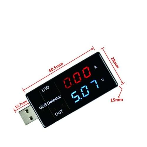 USB Current Voltage Charging Detector Mobile Power Current and Voltmeter Ammeter Voltage USB Charger Tester Double Row Shows