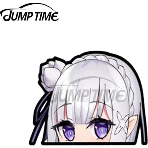 Jump Time 13 x 8.6cm For Emilia Peeker Personality Creative Cute Car Stickers Vinyl Material Decal Car Accessories Decoration