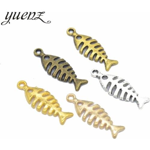 YuenZ 30 pcs 5 color Antique Sliver fish Charm fit for Bracelets Necklace DIY Metal Jewelry 26*9mm D734