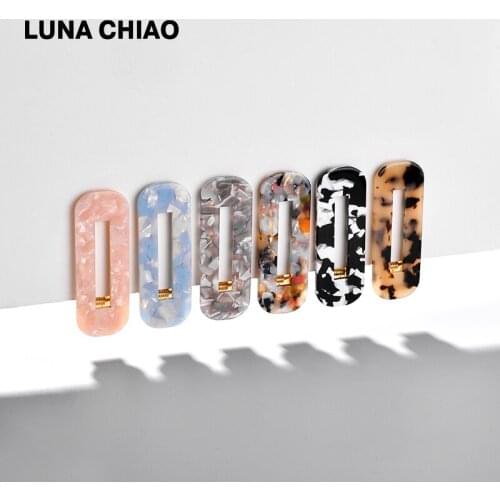 LUNA CHIAO Fashion Jewelry Women Hair Accessories 6 Colors Rectangle Shape Acrylic Resin Hair Clips