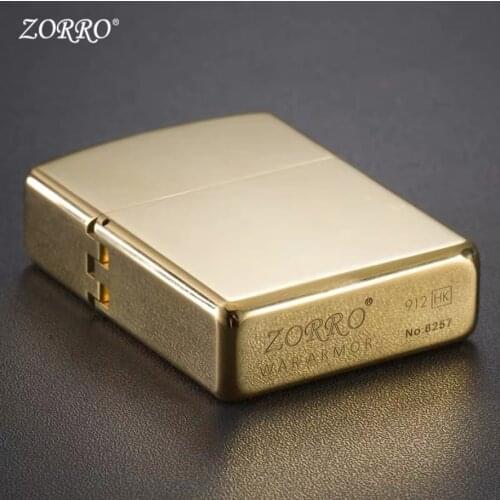 Zorro 912S Heavy armor hinge Kerosene gasoline petroleum oil lighter Thickening of brass no logo igniter men Collect gift