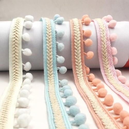 1M Vintage Tassel Fringe Trim Pom Pom Trim Ball Lace Ribbon Embroidery Hairball Lace Fabric Sewing Garment Shoes Materials