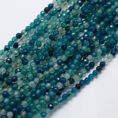 1 Strand Approx 92pcs/lot Teal Faceted Dyed Natural Round Beads 4mm for jewelry making DIY Bracelet Necklace Strand