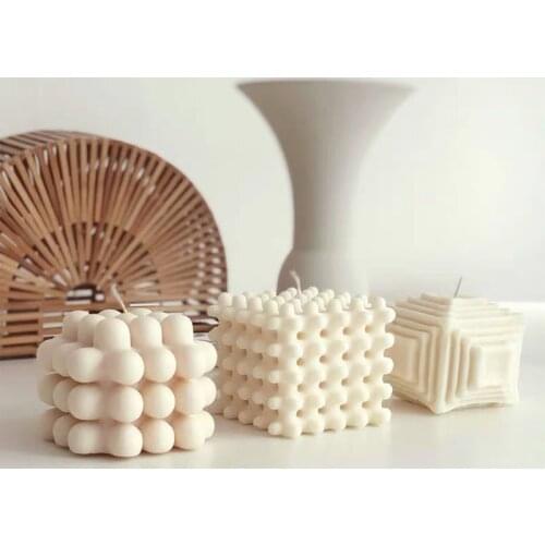 1 Pcs Square Honeycomb Pattern Candle Mold Handmade Scented Candle Diy 3D Art Candle Silicone Mold Gypsum Soap Molds