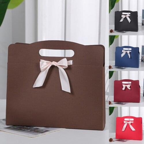 1PCS New Bowknot Ribbon Gift Box Clothes Shopping Bag Cosmetics Jewelry Handbag Clothing Store Shopping Bag