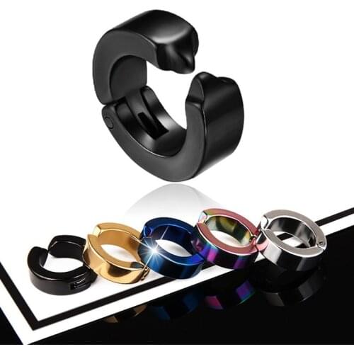 1 Pc Women Men Ear Clip Non Piercing Earrings Fake Earrings Circle Round Earring Fashion Jewelry Street Pop Punk Rock Style 2021