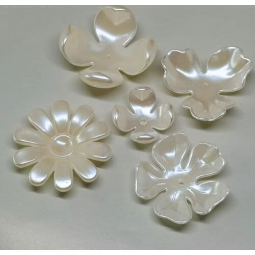 10 pcs Beige Flower Petals with Hole Plastic Bead Caps For Jewelry Making Accessories DIY Jewelry Charms Components