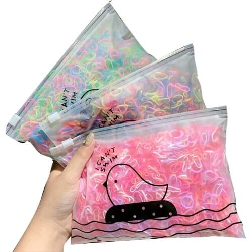 1000pcs/bag Baby Girl Disposable TPU Candy Color Elastics Hair Rubber Bands Tie Gum Children Princess Hair Scrunchie Accessories