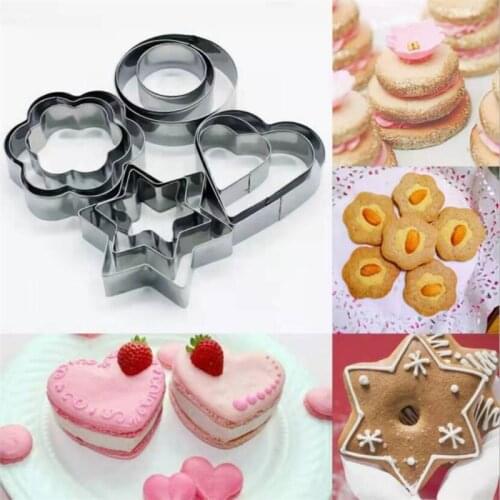 12Pcs/Set Stainless Steel Cookie Biscuit DIY Mold Star Heart Round Flower Shape Cutter Baking Mould Tools Fruit Cut Egg Mold