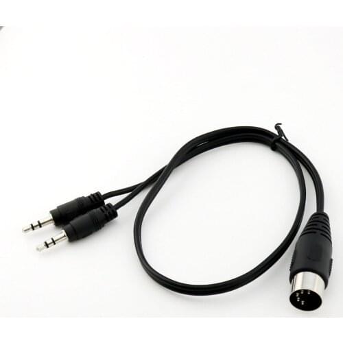 1x MIDI 5 Pin Male to Dual 3.5mm (1/8'') 3 Pole Stereo Male Plug Audio Connector Cable Nickel Plated Plug 1.5FT/50CM